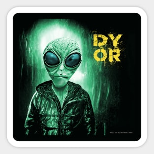 Funny Alien Retro Sci Fi DYOR Sticker